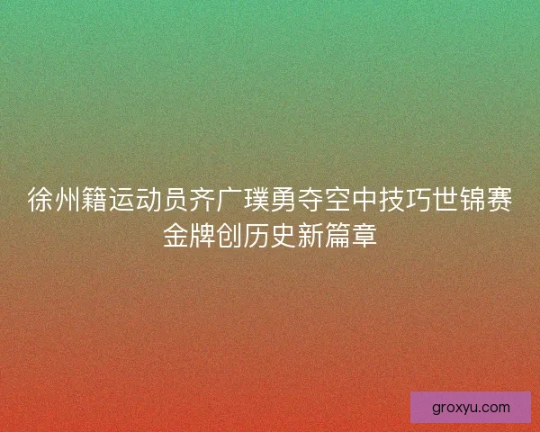 徐州籍运动员齐广璞勇夺空中技巧世锦赛金牌创历史新篇章