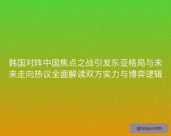 韩国对阵中国焦点之战引发东亚格局与未来走向热议全面解读双方实力与博弈逻辑